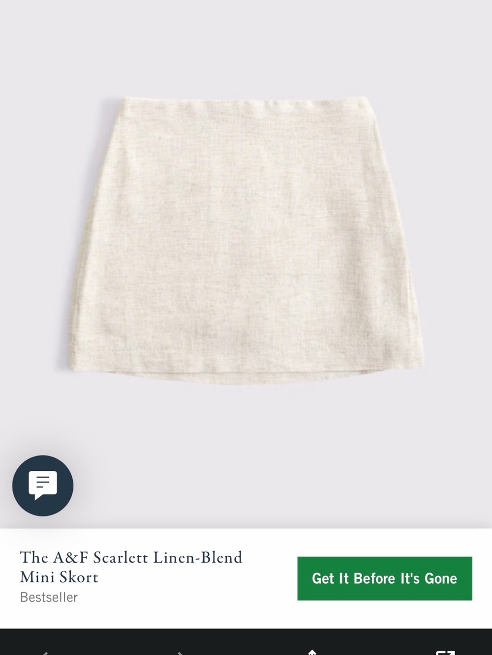 Abercrombie & Fitch Natural Linen-Blend Mini Skort